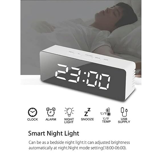 Mirror Clock Digital LED Alarm